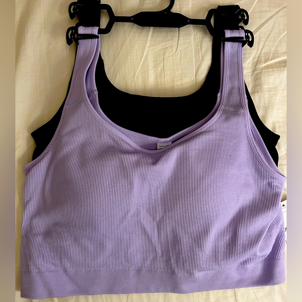 Jockey 2-pack Scoopback long line bra ribbed seam free size large